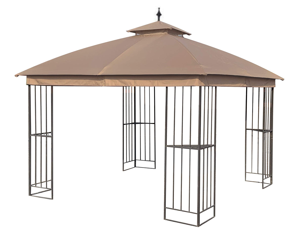 Canopy Top for Garden Treasures 10 ft x 10 ft Brown Metal Square Semi- Gazebo Model #L-GZ038PST-F (Tan) (Fabric TOP ONLY) APEX GARDEN