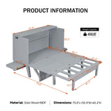 Merax Full Size Murphy Bed with USB Port and Removable Shelves on Each Side, Grey Merax