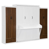 Harper & Bright Designs Queen Size Murphy Bed, Wooden Queen Wall Bed with Closet, Drawers and Desk, White Harper & Bright Designs