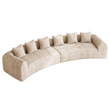 157" Oversized Curved Cloud Couch Sectional Sofa, Luxury Chenille Sofa with Extra Deep & Wide Seat, Modern Curved Couch for Living Room with 6 Throw Pillows, No Assembly Needed Brown OUYESSIR