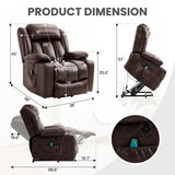 COOSLEEP Power Lift Recliner Chair for Elderly with Massage and Heat, Breathable Leather Recliner Chair for Adults, 2 Cup Holders, USB Ports, Electric Support of Metal,Remote, Xmas Gift(Borwn) COOSLEEP HOME