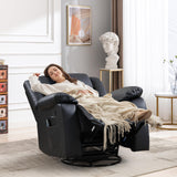 ANJ Swivel Rocker Recliner Chair, Manual Rocking Glider Massage Recliner with Heat, Overstuffed PU Leather Big Large Recliner for Living Room Bedroom Nursery ANJ