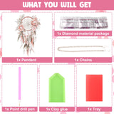 NAIMOER DIY Hanging Diamond Art Kits for Adults, Pink Dream Catcher Diamond Painting Kits, Special Shaped Rhinestone, Acrylic 5D Gem Art Craft Window Pendants Home Garden Wall Hanging Ornament Kits NAIMOER