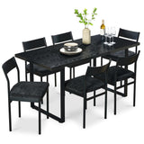 Best Choice Products 7-Piece Modern Dining Room Set, Kitchen Table Set, Dining Table w/ 6 Chairs, Upholstered Cushions, Solid Metal Frame, Curved Backrest - Black/Black Best Choice Products