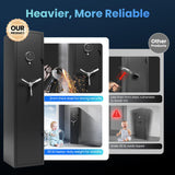 KornerBatl 110 lb Biometric Gun Safe for Rifles and Pistols with Power Outlet Kit (2 USB & Standard Outlets) - Quick Access 5 Gun Safes & Cabinets with Gun Organizer, Removable Shelf and LED Light KornerBatl