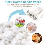 DINGPAI 100pcs Cotton Candle Wicks, 6 inches Low Smoke Pre-Waxed Wicks for Candle Making, DIY DINGPAI