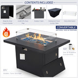 BULEXYARD 8 Seat Minimalist Aluminum Patio Sectional Seating with Fire Pit, 500 lbs Heavy Duty Outdoor Furniture Set, 29" Deep Wide Oversized Seating U Shaped Conversation Couch for Garden, Denim Blue BULEXYARD