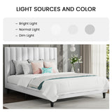SHA CERLIN Full Bed Frame/Velvet Upholstered Platform Bed Frame with Headboard/Strong Wood Slats Support/Mattress Foundation/No Box Spring Needed/Easy Assembly/White SHA CERLIN