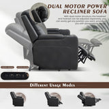 Neptane Power Reclining Sofa with Adjustable Headrest, Home Theater Seating Reclining Couch with LED Light/Outlet/Storage/USB&Type-C, Power Loveseat Recliner Sofa for Living Room (Grey&Black, Sofa) Neptane