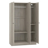 SOFTSEA 3 Door Armoire Wardrobe Closet, Freestanding Armoire Wardrobe Cabinet with Shelves and Hanging Rod, Wood Armoire Closet Clothes Organizer for Bedroom, Grey SOFTSEA