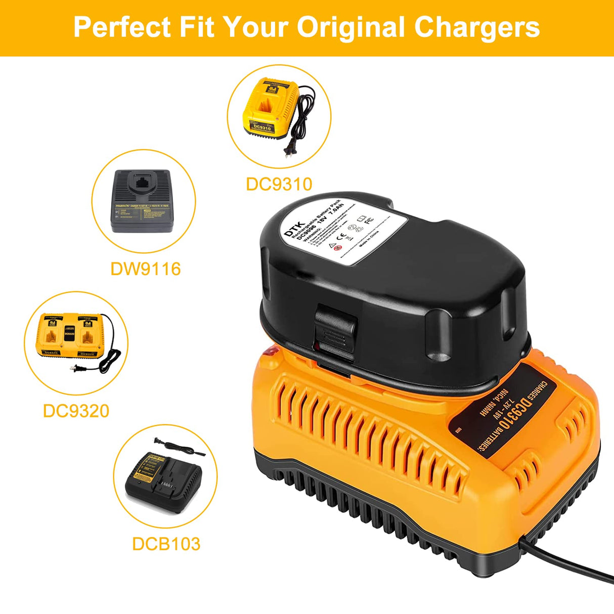 DTK 7.0Ah 18V Battery Replacement for Dewalt, 2Pack 18V Lithium Ion Battery Compatible with Dewalt DC9096 DC9098 DC9099 DW9095 DW9096 DW9098 DE9039 Cordless Tools DTK