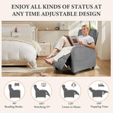 Sweetcrispy Massage Recliner Chair for Adults, Adjustable Home Theater Seating with Lumbar Support for Living Room, Modern Fabric Reclining, Light Gray Sweetcrispy