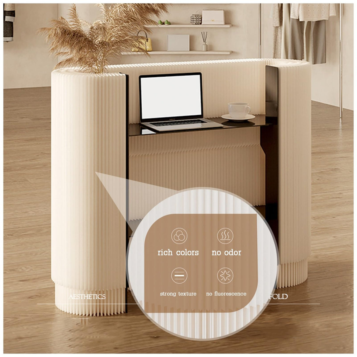 DIHRVTHC Modern Reception Desk, Oval Console Table, White, One Size, Residential Use DIHRVTHC