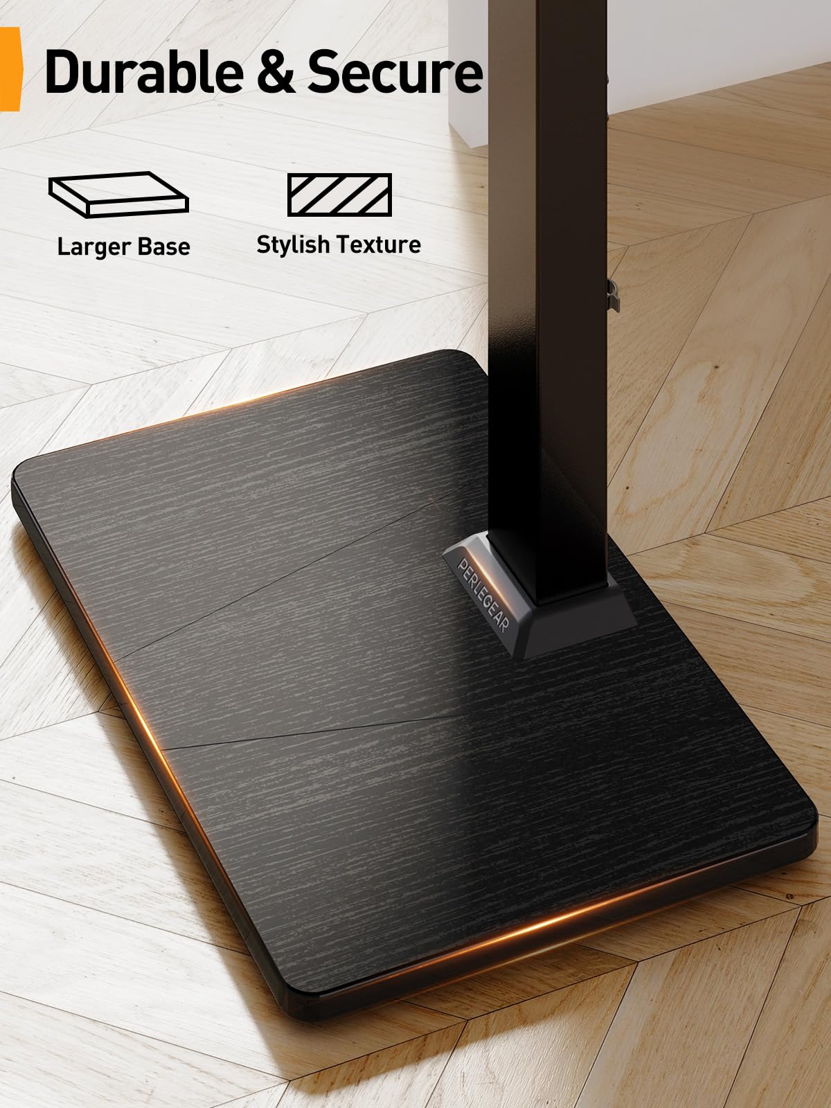 Perlegear Floor TV Stand with Mount for 32-70 inch TVs up to 88lbs, Floor Standing TV Stand with 9 Height Adjustment, Swivel TV Stand for Living Room with Wood Base, Max VESA 400x400mm, PGFS09 Perlegear