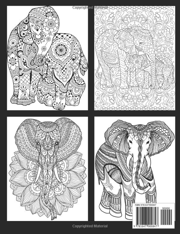 Elephants Adult Coloring Book: New and Expanded Edition with 100 Unique Designs Careland