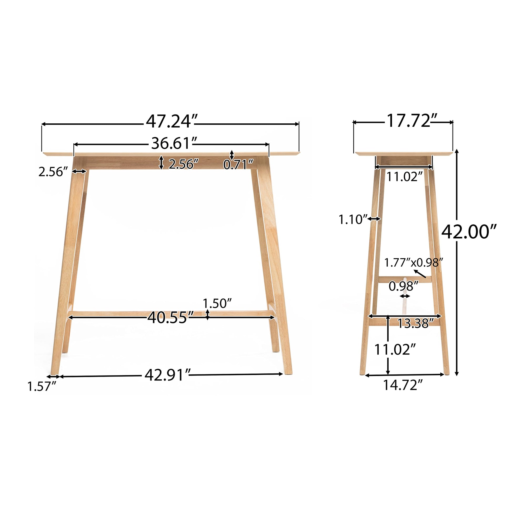 Moria Natural Oak Wood Bar Table by Christopher Knight Home - WoodArtSupply