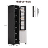 IRONCK Small Kitchen Pantry Cabinet 72" for Small Space, with Single Door and Adjustable Shelves, Freestanding Storage Cabinet for Living Room, Bathroom, Black and White IRONCK