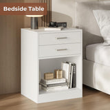 ADORNEVE Nightstands Set of 2,White Night Stand with Charging Station & Drawers,Night Stands for Bedrooms 2 ADORNEVE