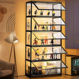 5-Tier Display Cabinet with Acrylic Doors, 67.5" Transparent Curio Display Case for Figures, Collectibles Toy Organizers Rack & Display Shelf, Kids Bookcase for Home, Office, Playroom, Living Room IHGSSKD