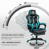 Vonesse Gaming Chair for Adults Gaming Chairs with Footrest Reclining Computer Gaming Chair for Heavy People Gamer Chair Big and Tall Ergonomic Game Chair Racing Chair with Lumbar Pillow(Teal/Cyan) Vonesse