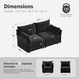 ABCASA Oversized Loveseat Sofa, Modern Modular Sectional Couch Black Fluffy Chenille Mid Century 2-Seat 24.5" Deep Seat for Apartment, Living Room, Bedroom ABCASA
