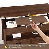 Garvee 40" Coffee Table Lift Top, Multi-Function Convertible Coffee Table with Drawers and Hidden Compartment, Converts to Dining Table for Living Room, Brown Garvee