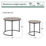 Yaheetech Nesting Coffee Table Set of 2, Nesting Table, Rustic Stacking Side Tables, Nesting End Table Set w/Round Wooden Tabletop and Sturdy Metal Base for Living Room,Small Space, Gray Yaheetech