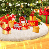 Konsait Plush Christmas Tree Skirt - Round Snow White Xmas Tree Mat Base Cover for Holiday Home Decorations,31Inch/78CM Konsait