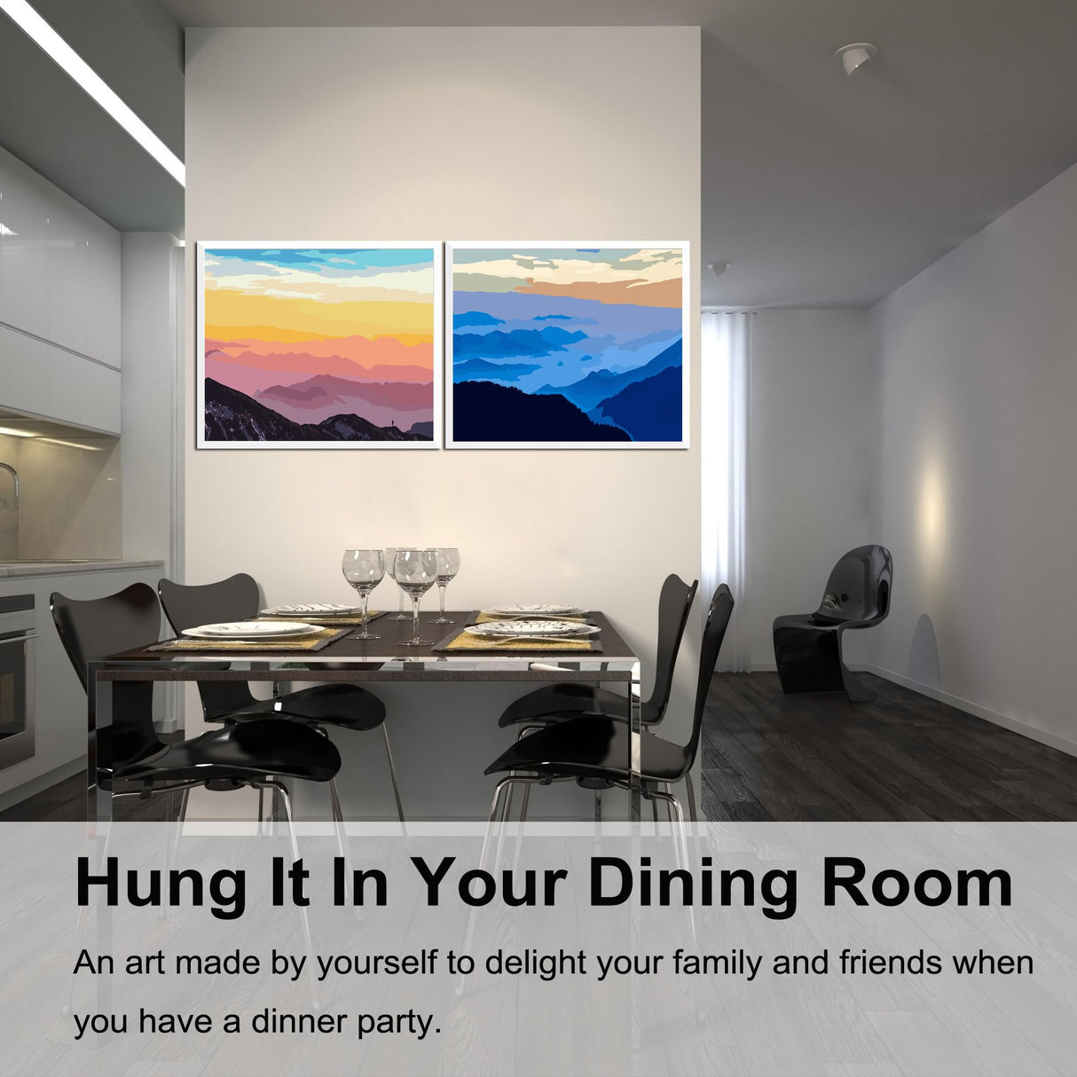 BAISITE Paint by Numbers Kit for Adults Beginners,12" Wx16 L 2 Pack Canvas for Painting Kits for Adults in Colorful Box-PBN205-206 BAISITE