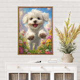 MEIYUDA Dog Diamond Art Kits for Adults, 5D Cute White Doggy Diamond Art Kits for Beginners, DIY Round Full Drill Diamond Gem Art with Painting Tools for Home Wall Decor 12x16 Inch MEIYUDA