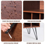 Giantex Record Player Stand, Turntable Stand Holds up to 150 Albums, Mid-Century Vinyl Storage Cabinet Table with Metal Legs, Record Player Holder End Table for Bedroom Living Room, Brown Giantex