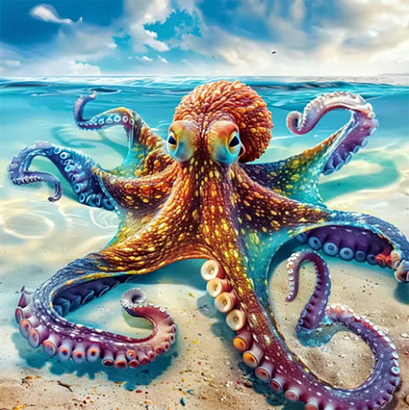 GemZono Diamond Art Kits for Adults,Diamond Painting Sea Animal Octopus Art Kits for Adults,DIY Full Round Drill Diamond Dots with Gem Arts for Home Wall Decor Gifts12x12inch GemZono