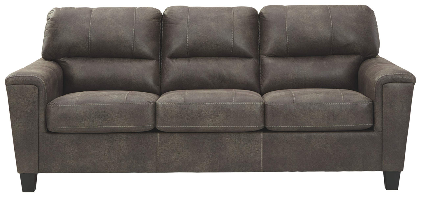 Signature Design by Ashley Navi Faux Leather Modern Sofa, Gray