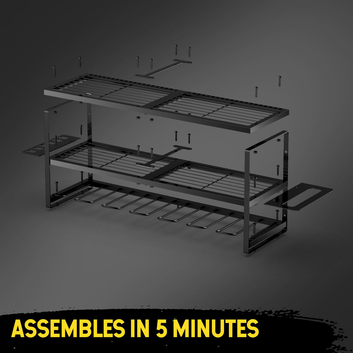 Power Tool Organizer-7 Drill Holder Wall Mount, Garage Organization Storage, 3 Layer Heavy Duty Metal Power Tool Rack,Garage Tool Organizer with Screwdriver Plier Hammer Holder, Men Dad Gifts masadi