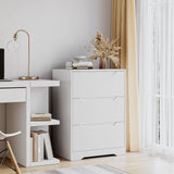 HOSTACK Modern 3 Drawer Dresser, Wood Chest of Drawers with Storage, Tall Nightstand with Cut-Out Handles, Side End Table, Accent Storage Cabinet for Living Room, Entryway, White HOSTACK