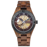 BOBO BIRD Mens Wood Watches Skeleton Mechanical Wooden Watch Lightweight Luxury Wristwatches with Natural Wood Band of Limited Edition Collection for Men (red) BOBO BIRD