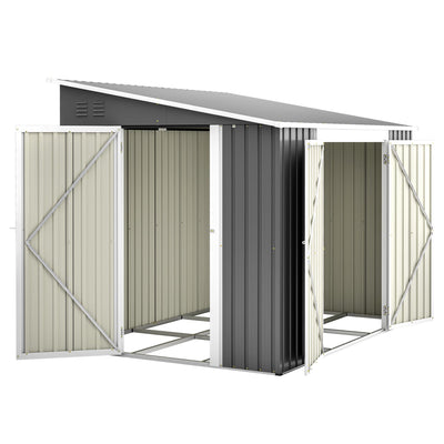 Thanaddo 6x8FT Lean to Shed Metal Outdoor Storage Sheds with Floor Frame,Large Tool&Lawn Mower Shed with Two Lockable Doors for Garden Backyard Patio Storage,Outside Waterproof Storage Shed