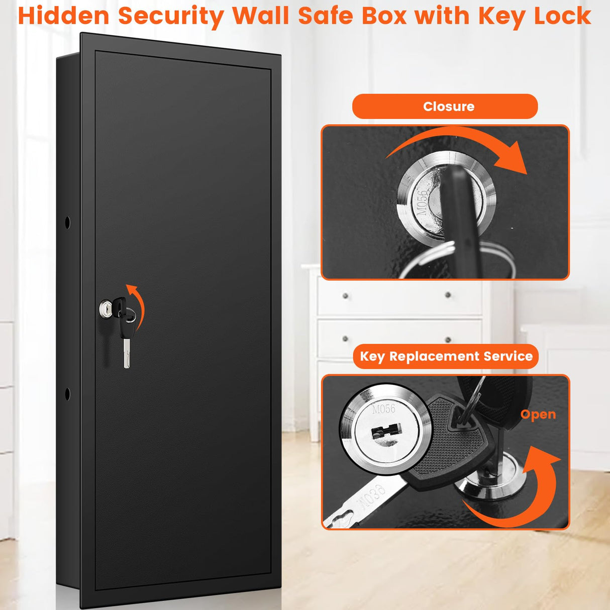 31.5" Tall Wall Safes Between the Studs with 2 Removable Shelf, Lockable Hidden Safe Box with 50 Hooks for Keys Jewellery, in Wall Safe for Money Medicines Valuables GUVELI