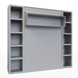 Oakland Living Easy-Lift Queen Murphy Wall Bed in Grey with Two Bookshelves Oakland Living