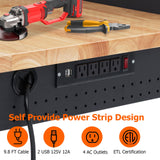 ACONEE 48"x 24" Workbench for Garage, Heavy Duty Workstation with Drawer Storage, Backplate, 2000LB Load Capacity, Multipurpose Rubber Wood Shop Table with Power Outlets, Hooks, Hardwood Workbench ACONEE
