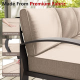 ASJMR 10-seat Aluminum Patio Furniture Set, L-Shaped Sectional Sofa with 5.1" Cushions, High Backrest & 2 Footstools, Durable Outdoor Patio Furniture Set, Backyard, Poolside - Sand ASJMR