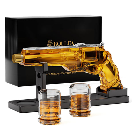 Gun Whiskey Decanter Sets for Men, Kollea Liquor Decanter Set with Glass, Unique Valentine Birthday Gift Idea for Men Dad, Cool Anniversary Stuff Gift for Him Husband, Dispenser for Bar Drinking Party Kollea