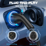 Portable EV Charger Level 2, ETL Certified 32A 240V NEMA 14-50 Electric Vehicle Charger, 7.4KW Level 2 Car Charger for J1772 with 25FT Adjustable Current and Reserve Charging Time for Home & Travel GRECELL