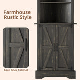 4 EVER WINNER Tall Corner Cabinet with Barn Doors, 5-Tier Farmhouse Storage Cabinet with Adjustable Shelves for Corner, Home Space Saver for Living Room, Bathroom, Hallway, Rustic Oak 4 EVER WINNER