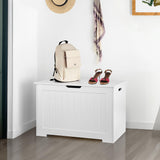 ZENY Lift Top Storage Cabinet Bench, Wooden Chest Room Organizer Bin with 2 Safety Hinges (White) ZENY