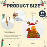 Joyclub 12 PCS 3'' Sublimation Ornament Blanks Ceramic Sublimation Christmas Ornaments Bulk Round White Ornaments for Personalized Xmas Tree Ornament Home Decor DIY Crafts Joyclub