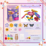 DIY Flower Craft Kits for Kids Ages 4-12 | Creative Arts and Crafts for Girls, Perfect Birthday & Holiday Gifts, Party Activities | Poke-in Art Supplies with 800+ Fabric Squares & Vase CACRTY