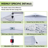 Hisinly 10x10ft Pop Up Canopy Tent with Removable Sidewall, Instant Shade Canopy with Vented Roof for Patio Outdoor Camping with Wheel-Bag, 4 Sand Bags, 8 Stakes Hisinly