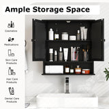 Tangkula Bathroom Medicine Cabinet with Mirror, Wall Mounted Wooden Hanging Organizer with Doors and Shelves, Bathroom Wall Mirror Cabinet (Mirror Doors, Black) Tangkula