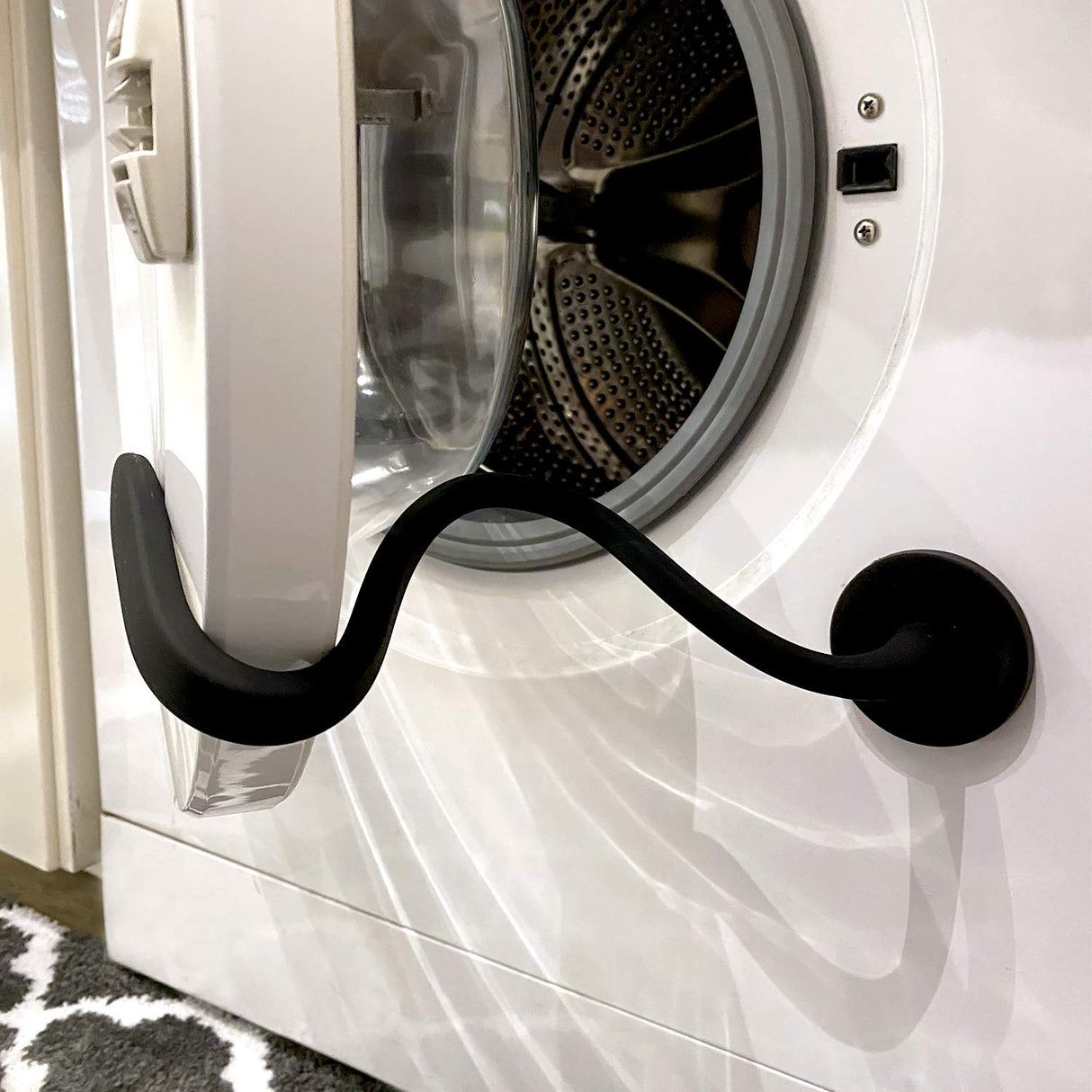 Spedtees Front Load Washer Door Prop, Magnetic Flexible Washer and Dryer Door Support Keep Washer Drying Door Open to Keep Dry (Black, Round) Spedtees